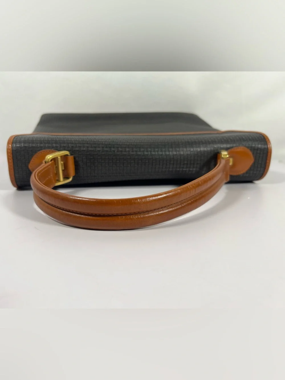 3116: Vintage Bally Monogram Top Handle Briefcase Attache Bag Brown